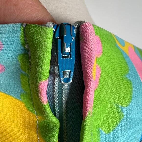 Vintage Women's Colorful Printed House Coat Midi Dress S Long Sleeve Novelty - Picture 7 of 7